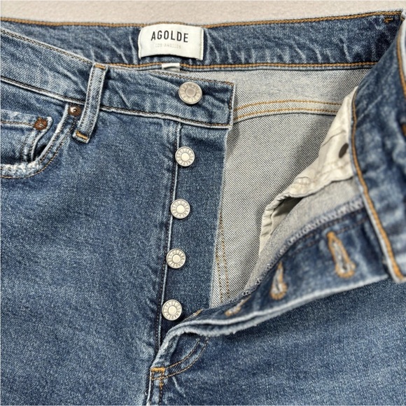 Agolde Nico Button Fly Jeans Women’s 26 Blue Denim Stretch Medium Wash A093-1370 - Picture 2 of 11